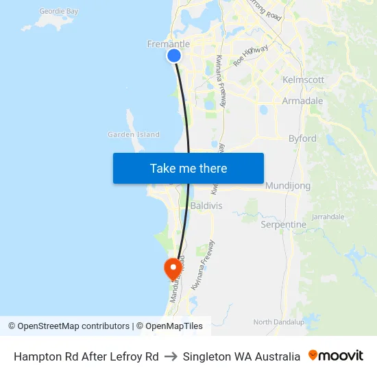 Hampton Rd After Lefroy Rd to Singleton WA Australia map