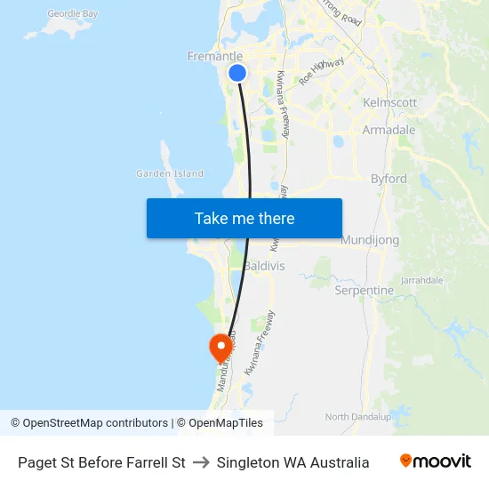 Paget St Before Farrell St to Singleton WA Australia map