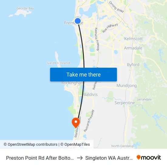 Preston Point Rd After Bolton St to Singleton WA Australia map