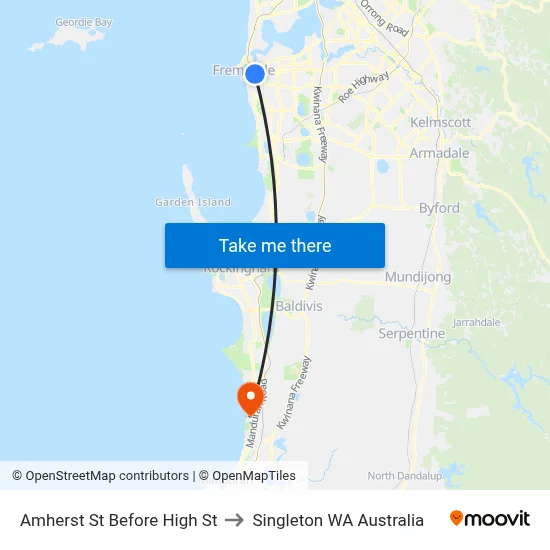 Amherst St Before High St to Singleton WA Australia map
