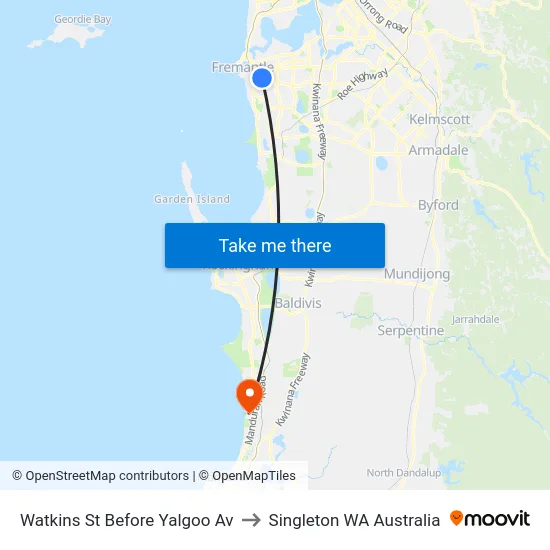 Watkins St Before Yalgoo Av to Singleton WA Australia map