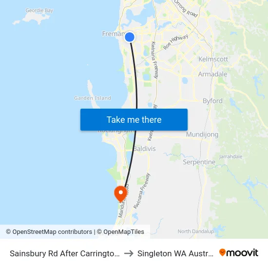 Sainsbury Rd After Carrington St to Singleton WA Australia map