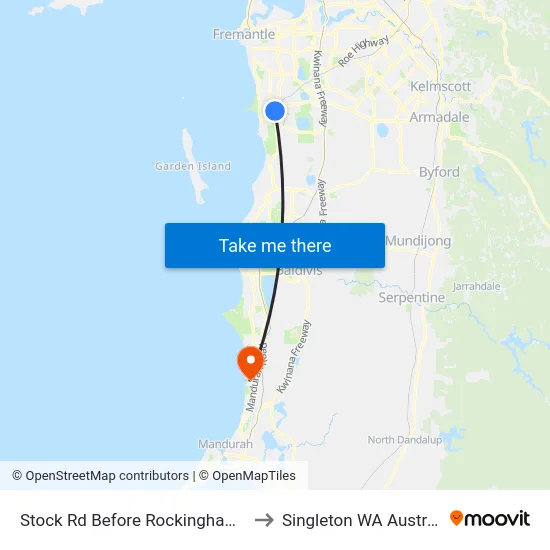 Stock Rd Before Rockingham Rd to Singleton WA Australia map