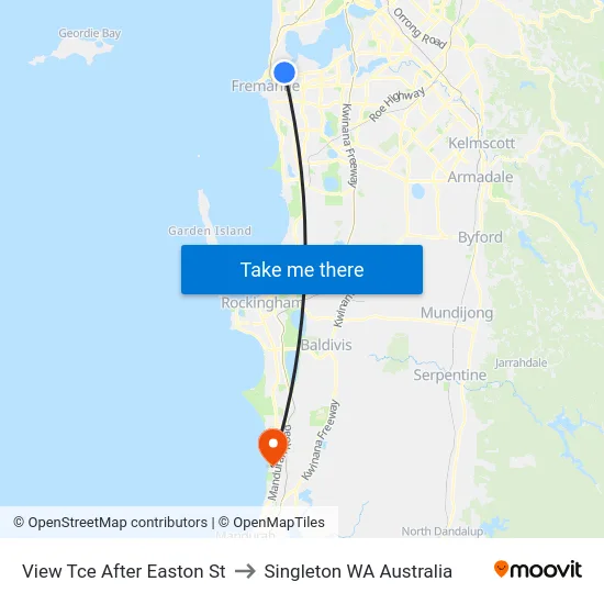 View Tce After Easton St to Singleton WA Australia map