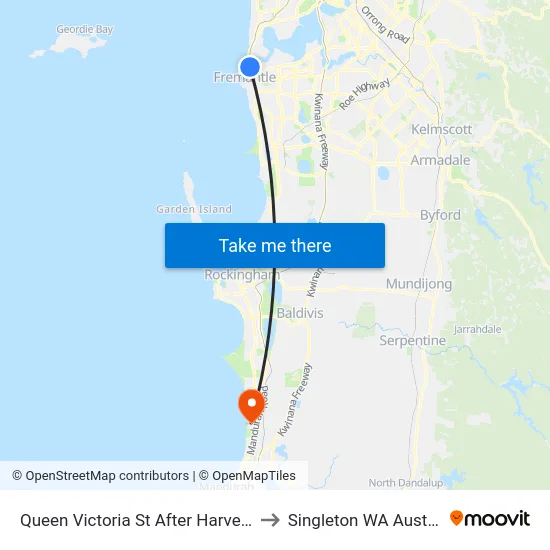 Queen Victoria St After Harvest Rd to Singleton WA Australia map