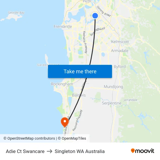Adie Ct Swancare to Singleton WA Australia map