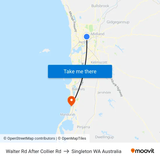 Walter Rd After Collier Rd to Singleton WA Australia map