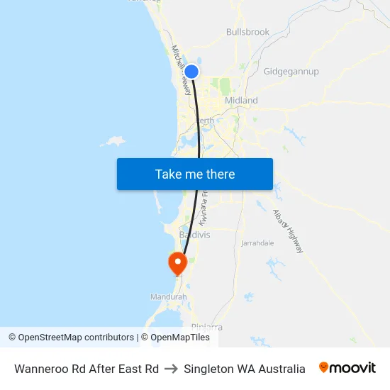 Wanneroo Rd After East Rd to Singleton WA Australia map
