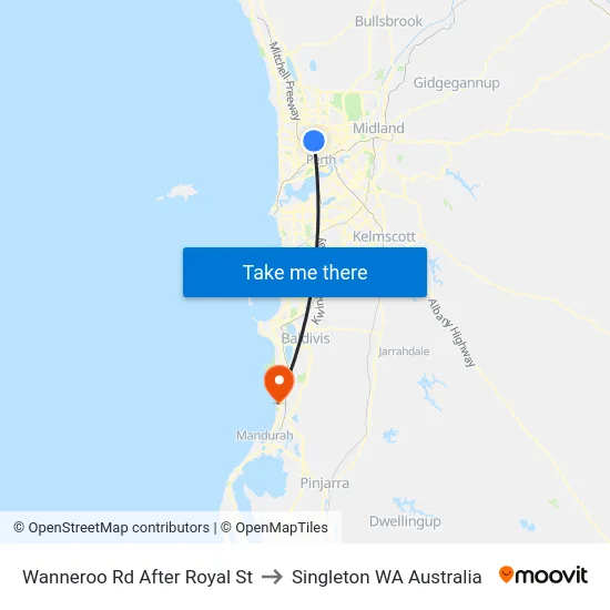Wanneroo Rd After Royal St to Singleton WA Australia map