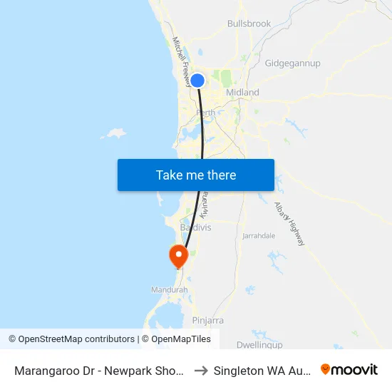 Marangaroo Dr - Newpark Shopping Ctr to Singleton WA Australia map
