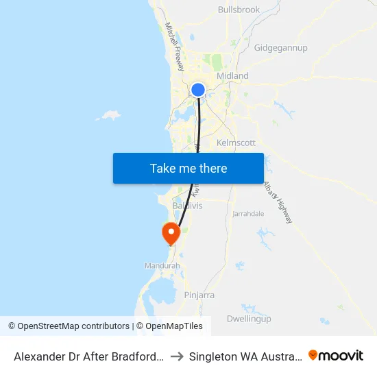 Alexander Dr After Bradford St to Singleton WA Australia map