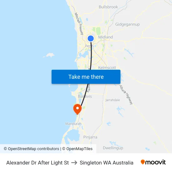 Alexander Dr After Light St to Singleton WA Australia map