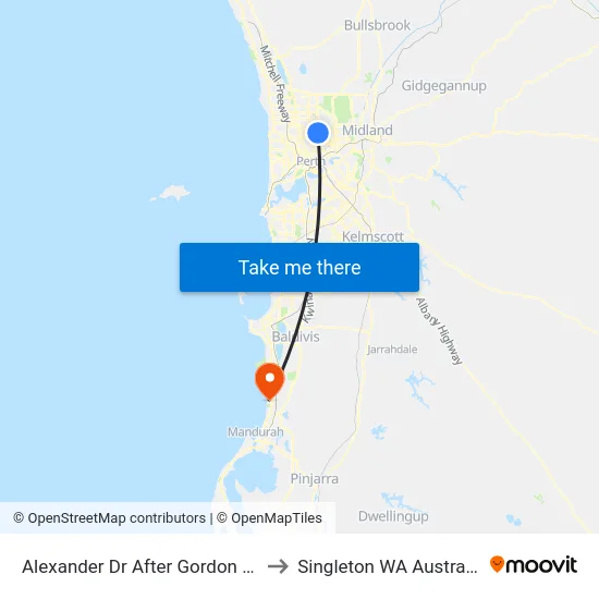 Alexander Dr After Gordon Rd to Singleton WA Australia map