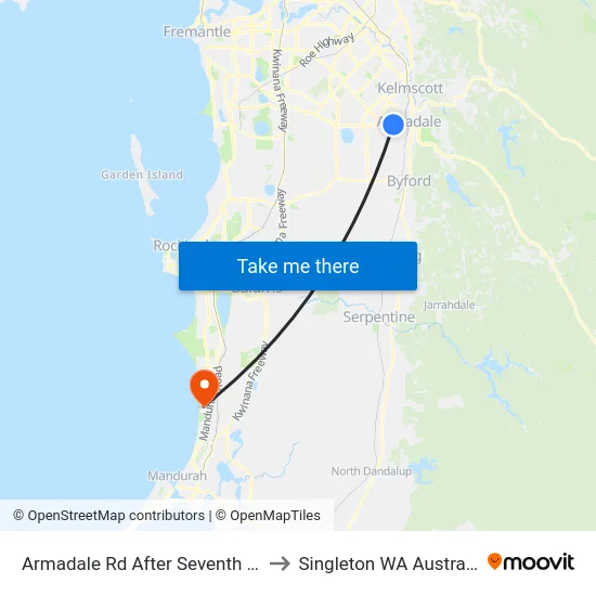 Armadale Rd After Seventh Rd to Singleton WA Australia map