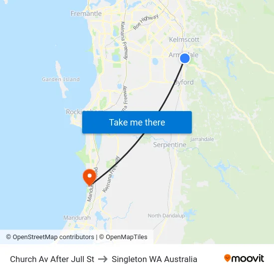 Church Av After Jull St to Singleton WA Australia map