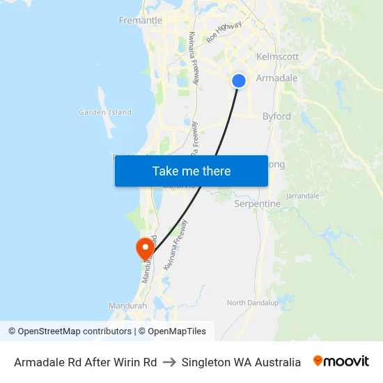 Armadale Rd After Wirin Rd to Singleton WA Australia map