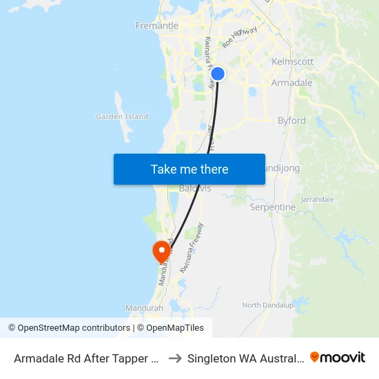 Armadale Rd After Tapper Rd to Singleton WA Australia map