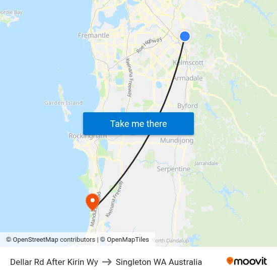 Dellar Rd After Kirin Wy to Singleton WA Australia map