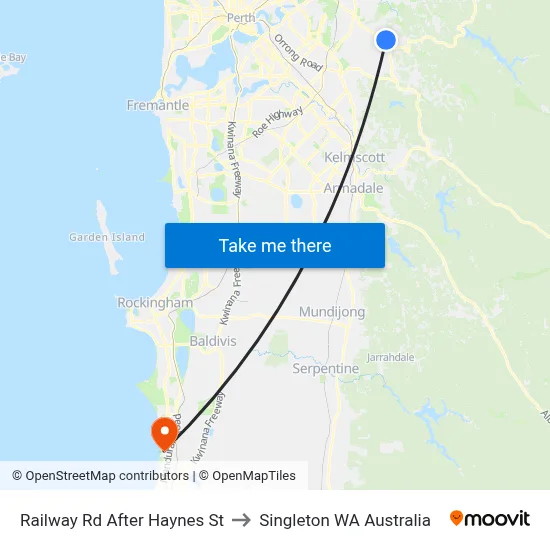 Railway Rd After Haynes St to Singleton WA Australia map