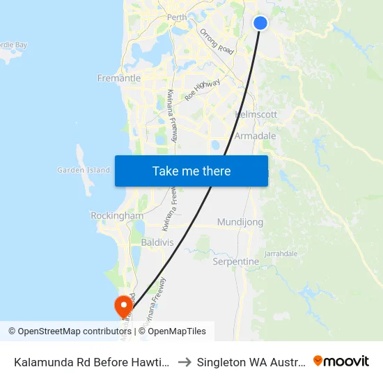 Kalamunda Rd Before Hawtin Rd to Singleton WA Australia map