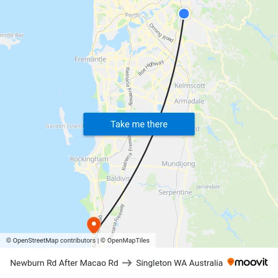 Newburn Rd After Macao Rd to Singleton WA Australia map