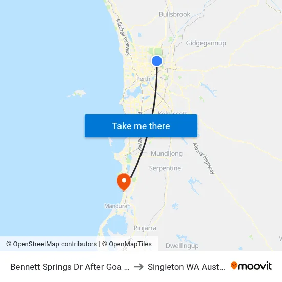 Bennett Springs Dr After Goa Vista to Singleton WA Australia map