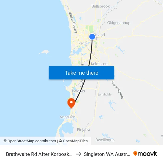 Brathwaite Rd After Korbosky Rd to Singleton WA Australia map