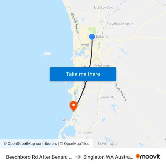 Beechboro Rd After Benara Rd to Singleton WA Australia map