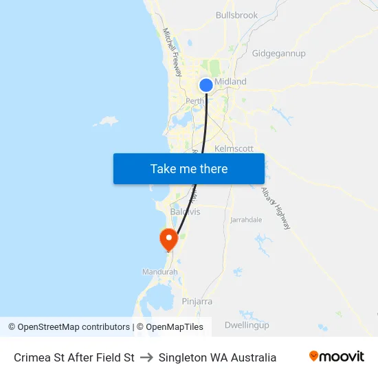 Crimea St After Field St to Singleton WA Australia map