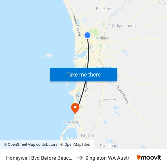 Honeywell Bvd Before Beach Rd to Singleton WA Australia map