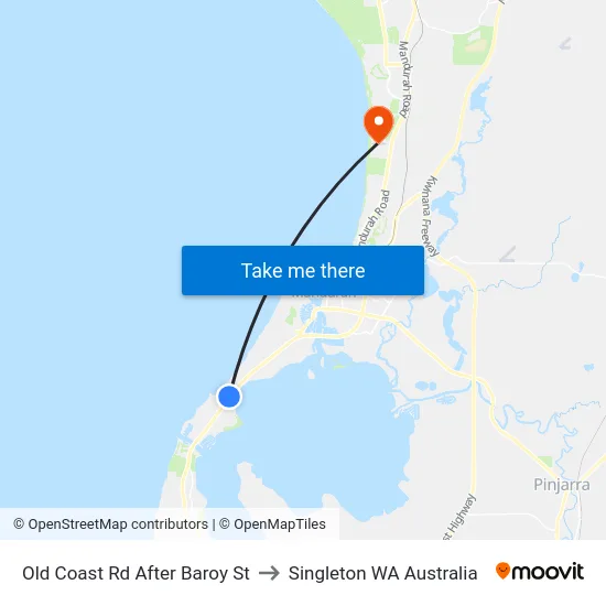 Old Coast Rd After Baroy St to Singleton WA Australia map