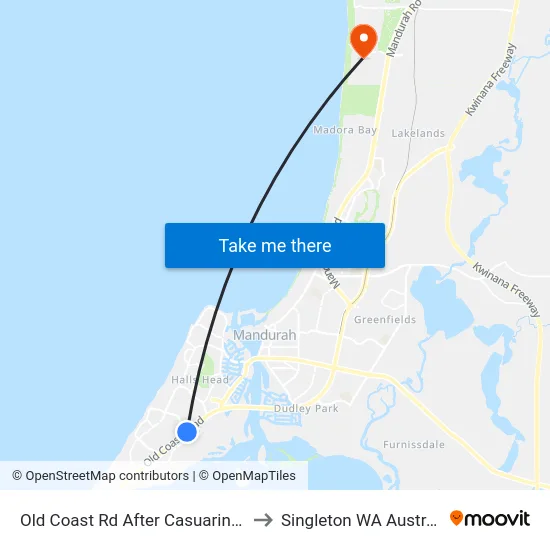 Old Coast Rd After Casuarina Dr to Singleton WA Australia map