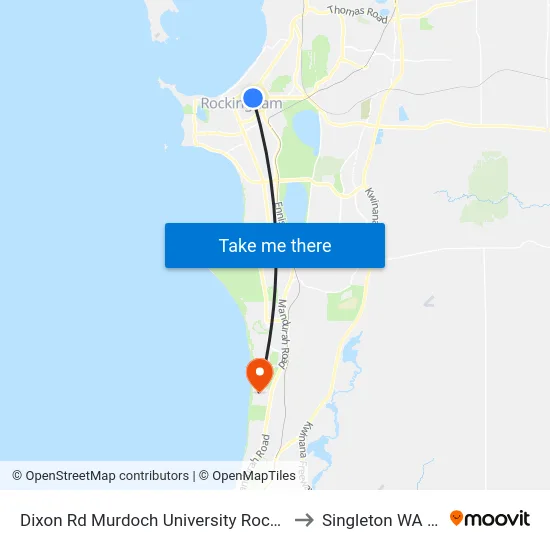 Dixon Rd Murdoch University Rockingham Campus to Singleton WA Australia map