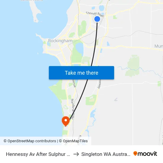 Hennessy Av After Sulphur Rd to Singleton WA Australia map