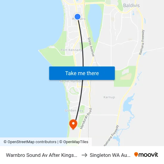 Warnbro Sound Av After Kingsbridge Rd to Singleton WA Australia map