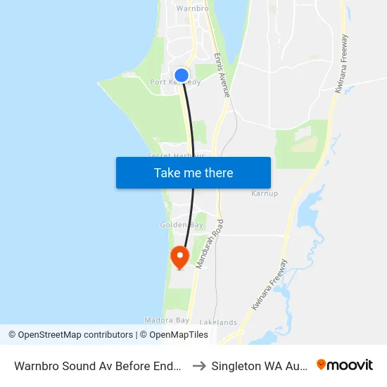 Warnbro Sound Av Before Endeavour Dr to Singleton WA Australia map