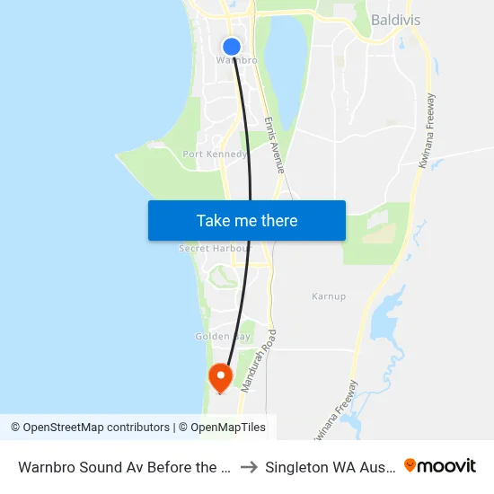 Warnbro Sound Av Before the Avenue to Singleton WA Australia map