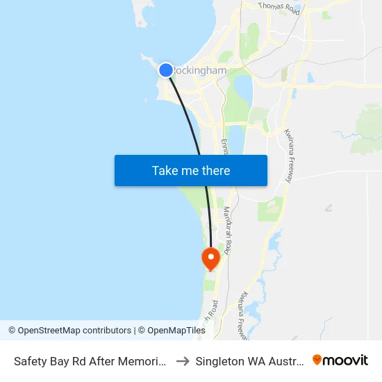Safety Bay Rd After Memorial Dr to Singleton WA Australia map