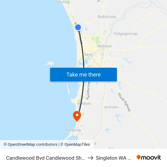 Candlewood Bvd Candlewood Shopping Centre to Singleton WA Australia map