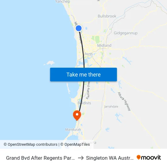 Grand Bvd After Regents Park Rd to Singleton WA Australia map