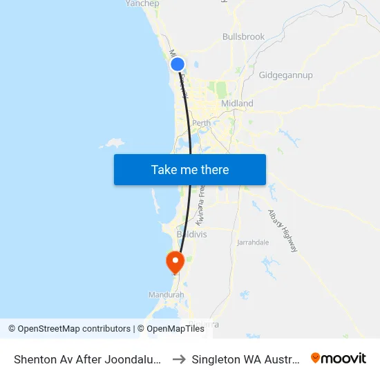 Shenton Av After Joondalup Dr to Singleton WA Australia map