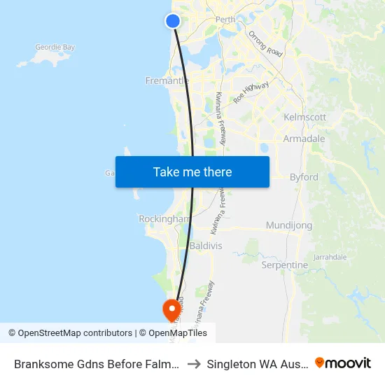 Branksome Gdns Before Falmouth Av to Singleton WA Australia map