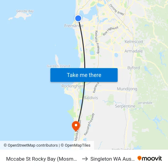 Mccabe St Rocky Bay (Mosman Park) to Singleton WA Australia map