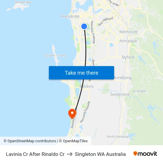 Lavinia Cr After Rinaldo Cr to Singleton WA Australia map