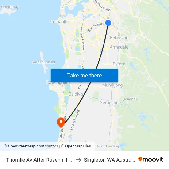Thornlie Av After Ravenhill Rd to Singleton WA Australia map