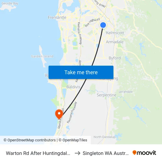 Warton Rd After Huntingdale Rd to Singleton WA Australia map