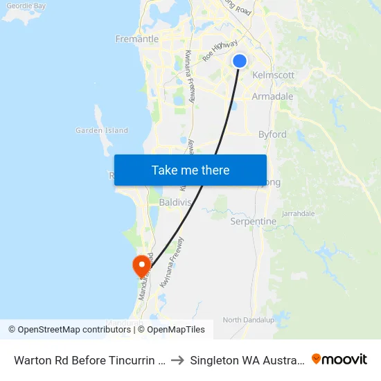 Warton Rd Before Tincurrin Dr to Singleton WA Australia map