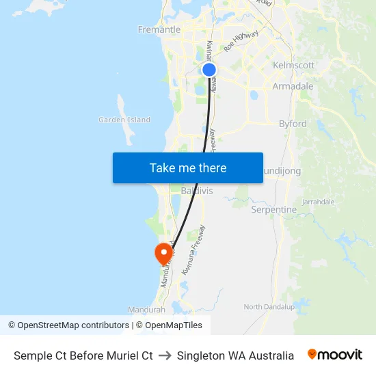 Semple Ct Before Muriel Ct to Singleton WA Australia map