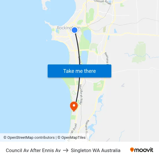 Council Av After Ennis Av to Singleton WA Australia map