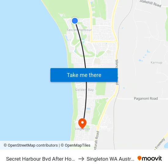 Secret Harbour Bvd After Horta L to Singleton WA Australia map